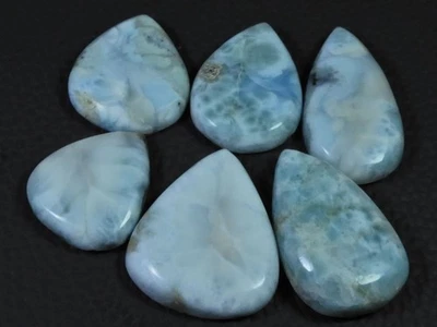 Lote de 6 piezas de piedras preciosas sueltas de pectolita natural larimar pera cabujón 152 quilates. h646 Foto 1 de 4