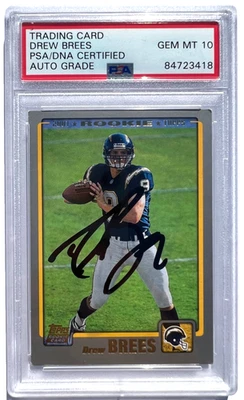 DREW BREES SIGNED 2001 TOPPS ROOKIE CARD #328 SAINTS RC PSA/DNA AUTO 10 - Image 1 of 2
