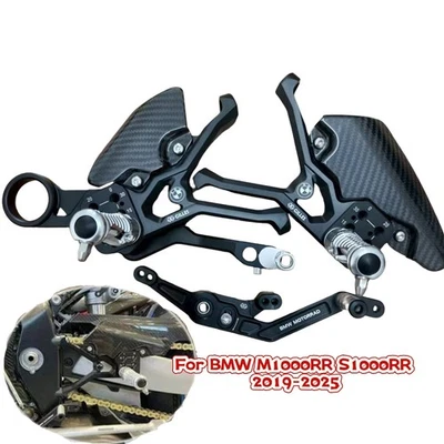 For BMW M1000RR S1000RR 2019-2025 Carbon Fiber Adjustable RearSet Foot Peg Black Foto 1 de 4