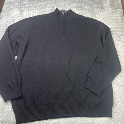 Saks Fifth Avenue Sweater Men's XL Black Cashmere Blend 1/4 Zip - Image 1 of 4