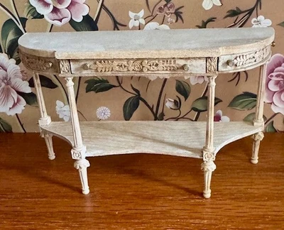 Vintage Bespaq Miniature Dollhouse Unfinished Wood Console Table 1:12 Scale - Image 1 of 3