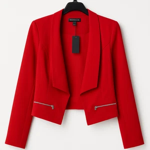 Material Girl Blazer Womens XL Red Barbados Cherry Zipper Jacket NWT X-Large - Picture 1 of 10