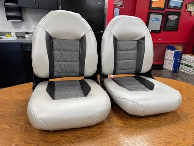 Boat Seats TEMPRESS Navistyle SILVER BLACK CARBON PAIR (2) TWO SEATS Made in USA - Image 1 of 4