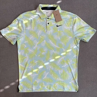 Nike Dri-Fit Tour Mens Size Medium Pine Print Lemon Twist Polo Shirt - Image 1 of 4