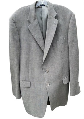 Vintage BURBERRY Sport Coat Mens 46L Herringbone Blazer Wool Tweed Plaid Jacket - Image 1 of 4