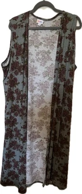 NUEVO LULAROE Talla XL Chaleco Largo Gris Púrpura Floral Boho - ¡REGALO!! Foto 1 de 4