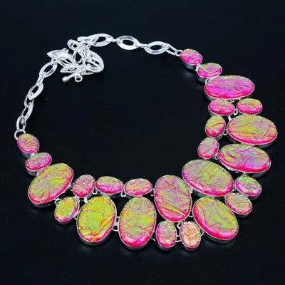 Pink Australian Triplet Opal 925 Sterling Silver Jewelry Necklace 18" VJ 3283 - Image 1 of 4