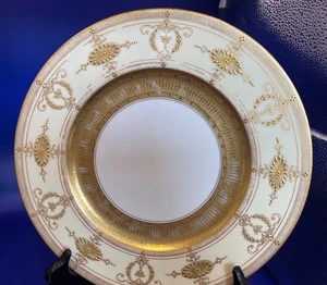 Stunning Delicate Gold On Ivory Service Plates Royal Worcester for Ovington Bros - Picture 1 of 24
