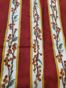 +2 Yard Moda Fabric Crabapple Farm Deb Strain Red Stripe Floral Vine #19031 - Picture 1 of 3