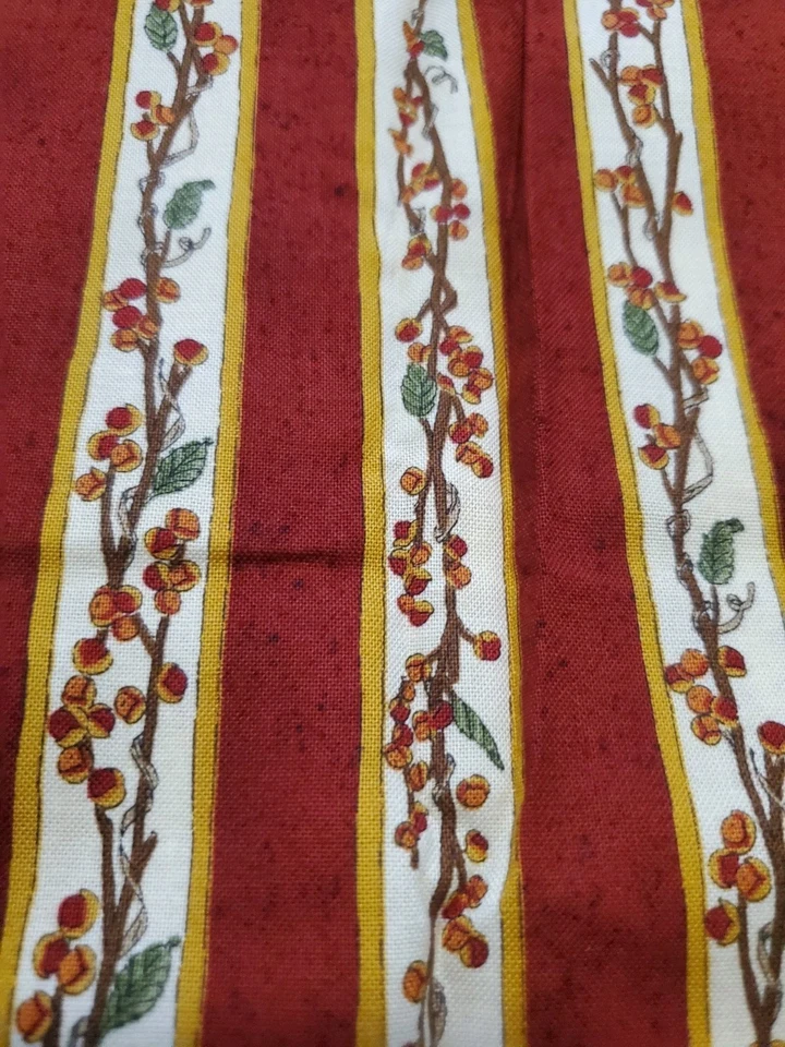 +2 Yard Moda Fabric Crabapple Farm Deb Strain Red Stripe Floral Vine #19031 - Image 1 of 3