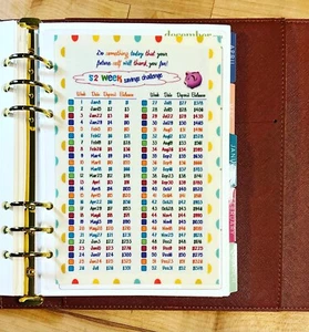 52 Week Savings Challenge Dashboard Insert 4 use w/ ErinCondren A5 Ring Agenda- - Picture 1 of 3