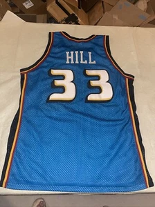 AUTHENTIC Grant Hill Teal Horse Champion JERSEY Men 48 DETROIT PISTONS Gold Logo - Picture 1 of 10