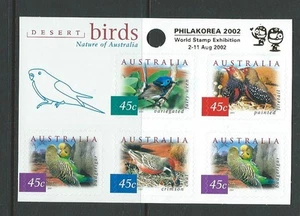 AUSTRALIA 2002 AVES DEL DESIERTO PHILOKOREA SOBREIMPRESA HOJA DE 5 SIN MONTAR COMO NUEVA - Imagen 1 de 1