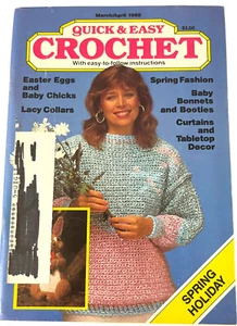 Revista de crochet rápida y fácil marzo/abril de 1988 gorros de bebé botines cortinas - Imagen 1 de 2