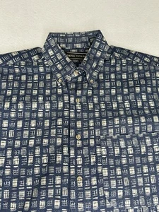 David Taylor Button-Down Shirt Short Sleeve Blue Geo Pattern Size Medium M - Picture 1 of 8