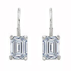 2 Ctw Emerald Earrings Studs Solid 14K White Gold Brilliant Cut Basket LeverBack