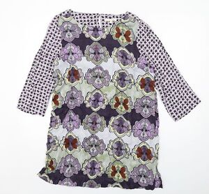 White Stuff Womens Purple Geometric Viscose A-Line Size 16 Round Neck Button