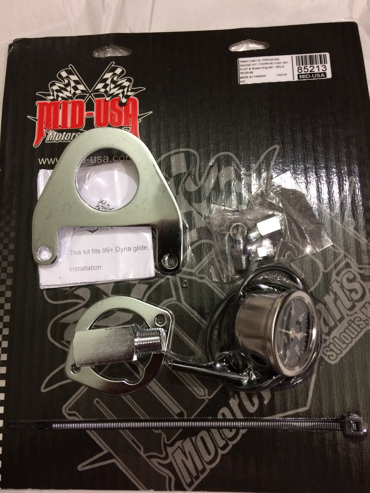 TWIN CAM OIL PRESSURE GAUGE KIT FOR HARLEY FXD FXST FLHT REPL OE