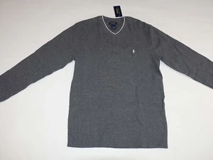 Polo Ralph Lauren Men's V-Neck Pajama Shirt XL NWT Long Sleeves Gray X Large - Picture 1 of 6