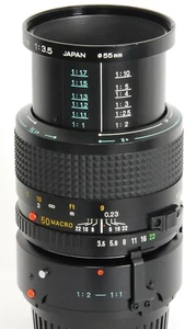 Minolta MD Macro 50mm 1:3.5 Lens + MINOLTA 1:2-1:1 LIFE Size Adapter = all MINT! - Picture 1 of 12