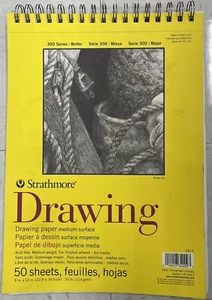 Strathmore 300 Series Drawing Pad, Medium Surface, 9"x12" SpiralBound, 50 Sheets - Picture 1 of 1