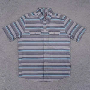 Camisa Swiss Tech Para Hombres Mediana Gris Rayas Transpirable Manga Corta Abotonada - Imagen 1 de 6