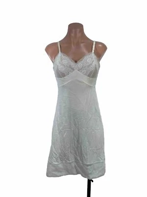 Lingerie vintage anos 60 creme floral e chiffon coberta renda VANITY FAIR 32 P - Imagem 1 de 4