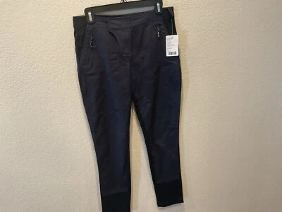 Nuevo con etiquetas $148 Leifsdottir 8 bolsillos delanteros ajustados con cremallera azul marino/negro mezcla de algodón Foto 1 de 4