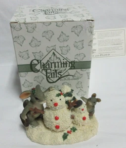 VTG FITZ & FLOYD Charming Tails Snowman Figurine "Just The Right Size" Winter - Picture 1 of 7