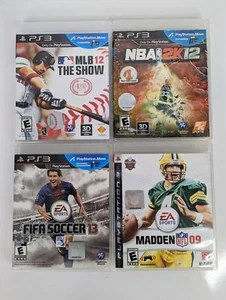 MLB 12: The Show, NBA 2K12, FIFA Soccer 13, & Madden 09 Lot (PS3) Tested - Picture 1 of 6