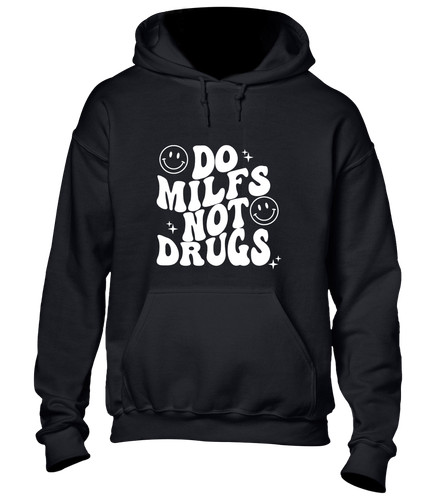 RHUDE FELPA CON CAPPUCCIO DO MILFS NOT DRUGS DIVERTENTE SCHERZO DESIGN RUDE PRESENT IDEA TOP FANTASTICO