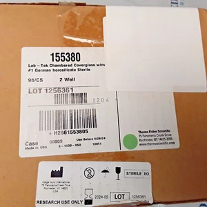 155380 Lab-Tek® CHAMBERED COVERGLASS, CULTURE AREA: 4.2cm²/WELL, 96/CS NEW - Picture 1 of 5