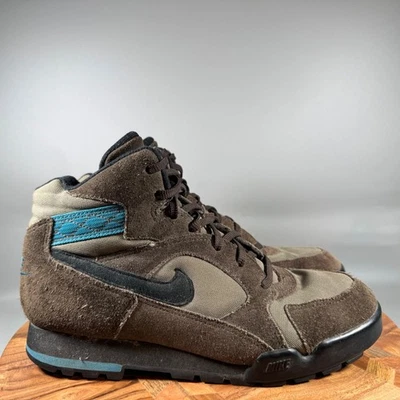 耐克 ACG Caldera Mid 登山靴棕色蓝绿色女式 11 码系带 — 第 1/4 张图片