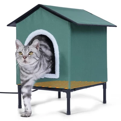 Heated Cat House for Indoor/Outdoor Use, Elevated/Insulated Feral Cat House, ... - Image 1 of 4