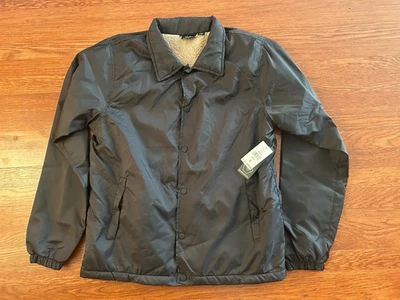 Jaqueta masculina Burnside forrada de pele preta náilon Coaches PEQUENA - Imagem 1 de 4