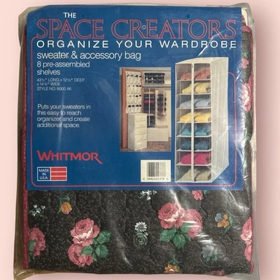 VTG Whitmor Floral Storage Sweater Hanging Shelf Garment Bag Cottage Dark Moody - Image 1 of 3