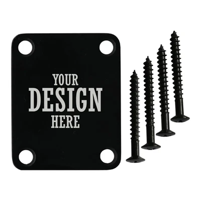 Placa de cuello de guitarra grabada personalizada NEGRA Y CROMADA ajuste personalizado guardabarros Foto 1 de 4