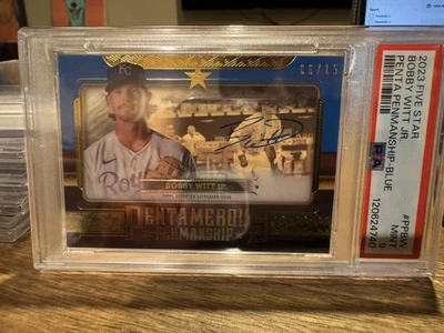 2023 Topps Pentamerous Penmanship Bobby Witt Jr. Blue /15 PSA 9 POP 1 None Hgr - Image 1 of 3