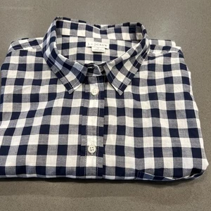 J by J Crew Gingham Hemd Langarm Knopfleiste Navy/Weiß Large - Bild 1 von 10
