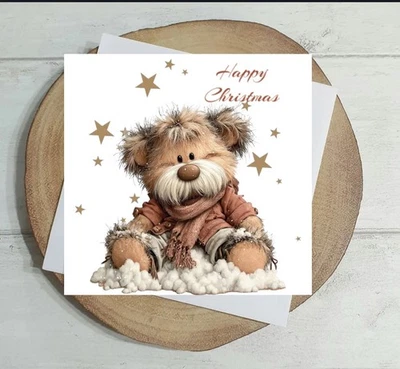 Cute Teddy Bear Christmas Card, Traditional Christmas Cards - Image 1 of 4