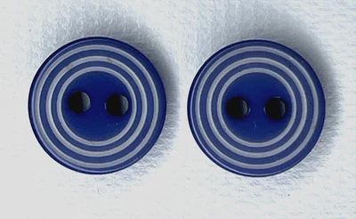 Juego de 2 botones de cerámica esmaltada de 5/8" Delft azul blanco detalle de anillo grabado de colección Foto 1 de 4