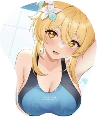 Anime Mouse Pad Genshin Impact Lumine 3D Mouse Pad Anime with Wrist Support,Sili - Image 1 of 4