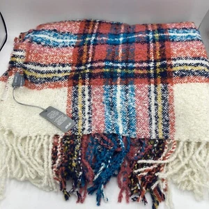NWT Aerie American Eagle Scarf Shawl Wrap Plaid Multicolor Large Fringed 32 X 72 - Picture 1 of 6