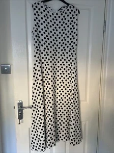 Zara linen mix polka dot midi dress Size 12 BNWT Wedding Guest Outfit - Picture 1 of 4