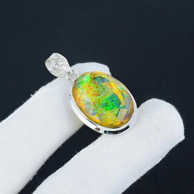 Gelb Australian Opal Edelstein Einfach 925 Sterlingsilber Anhänger Für Geschenke - Bild 1 von 4