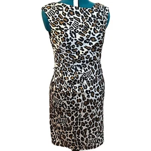 Black Saks Fifth Avenue Fit & Flare Dress Leopard Print Polyester Women's Size 2 - Picture 1 of 15