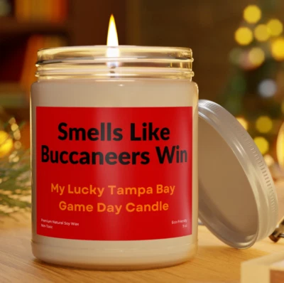 Customizable Tampa Bay Buccaneers Premium Scented Candle 9oz Footbal Custom Gift - Image 1 of 4