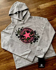 NEW!!Converse Girls Camo Star SZ: S(8-10)Gray Long Sleeve Hoodie Cropped Shirt