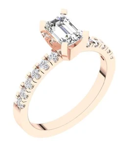 VS F 1.40Ct Lab Grown Emerald Round Diamond 14K Gold Solitaire Engagement Ring - Picture 1 of 11