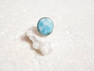 Natural Larimar Gemstone 925 Sterling Silver unisex Ring Anniversary Gift - Picture 1 of 3